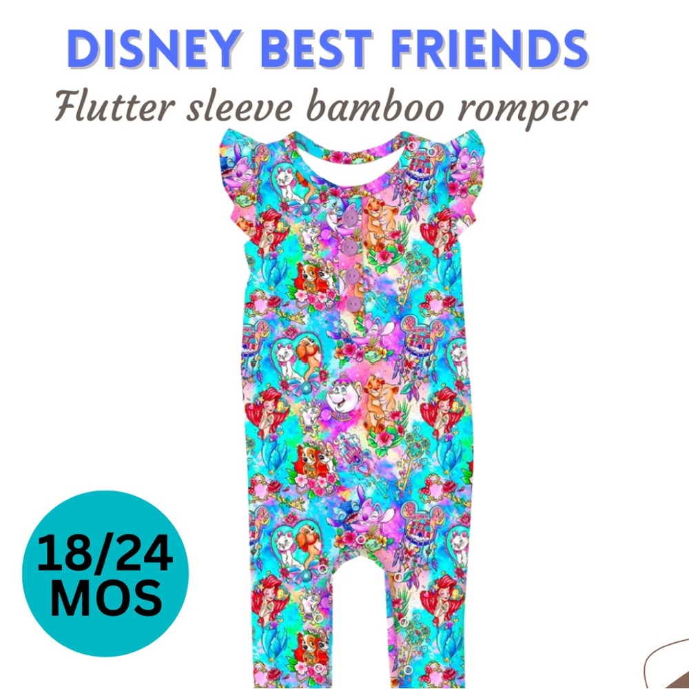 NWT Bamboo Disneys Best Friends Romper Arielle 18/24 Mos. Sold out. Adorable
